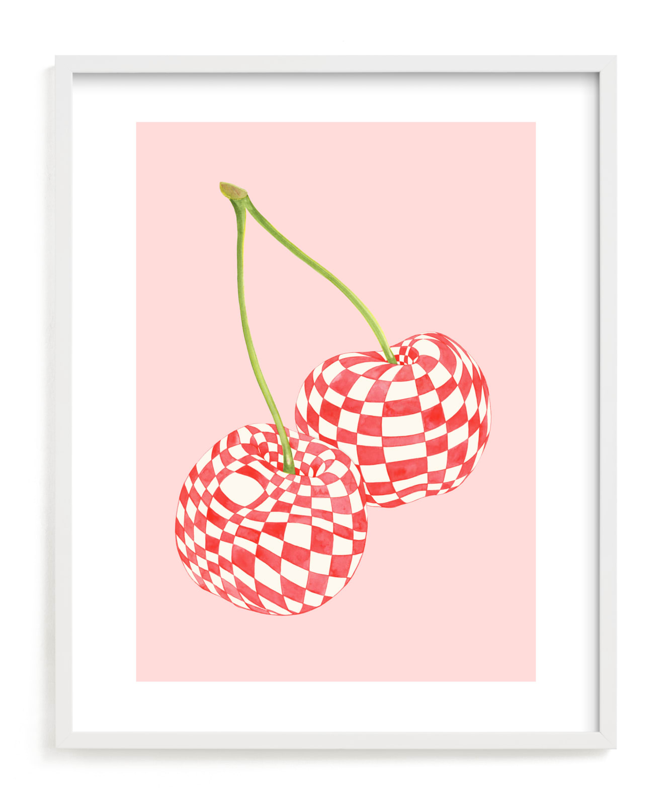"Checkerboard Cherries" - Limited Edition Art Print by Luci Power in beautiful frame options and a variety of sizes.