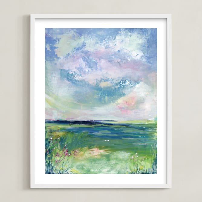 "By the Bay" - Art Print in Sky by Lindsay Megahed - Framed