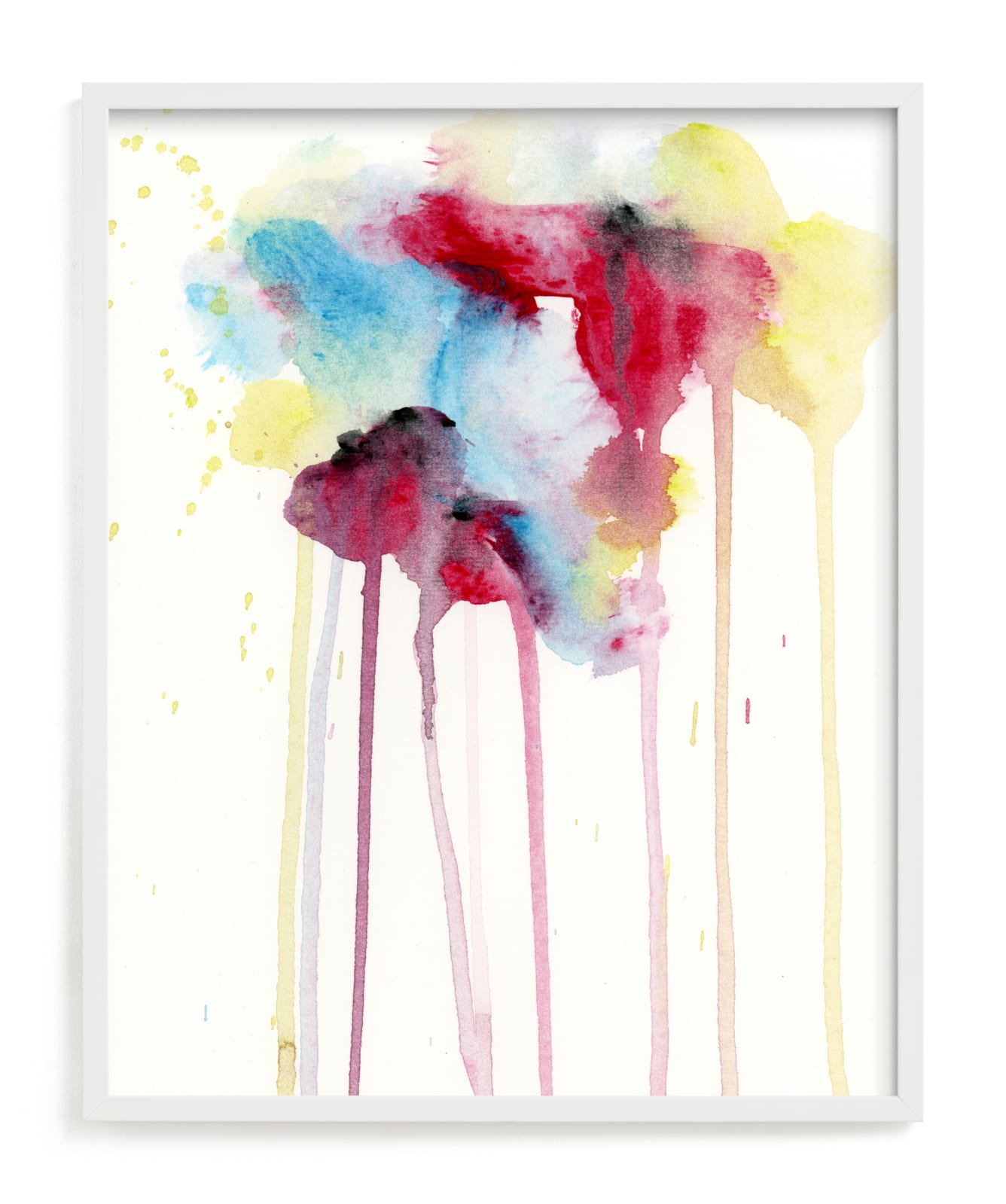 "Color Burst" - Art Print in Cherry Red by Lindsay Megahed - Framed