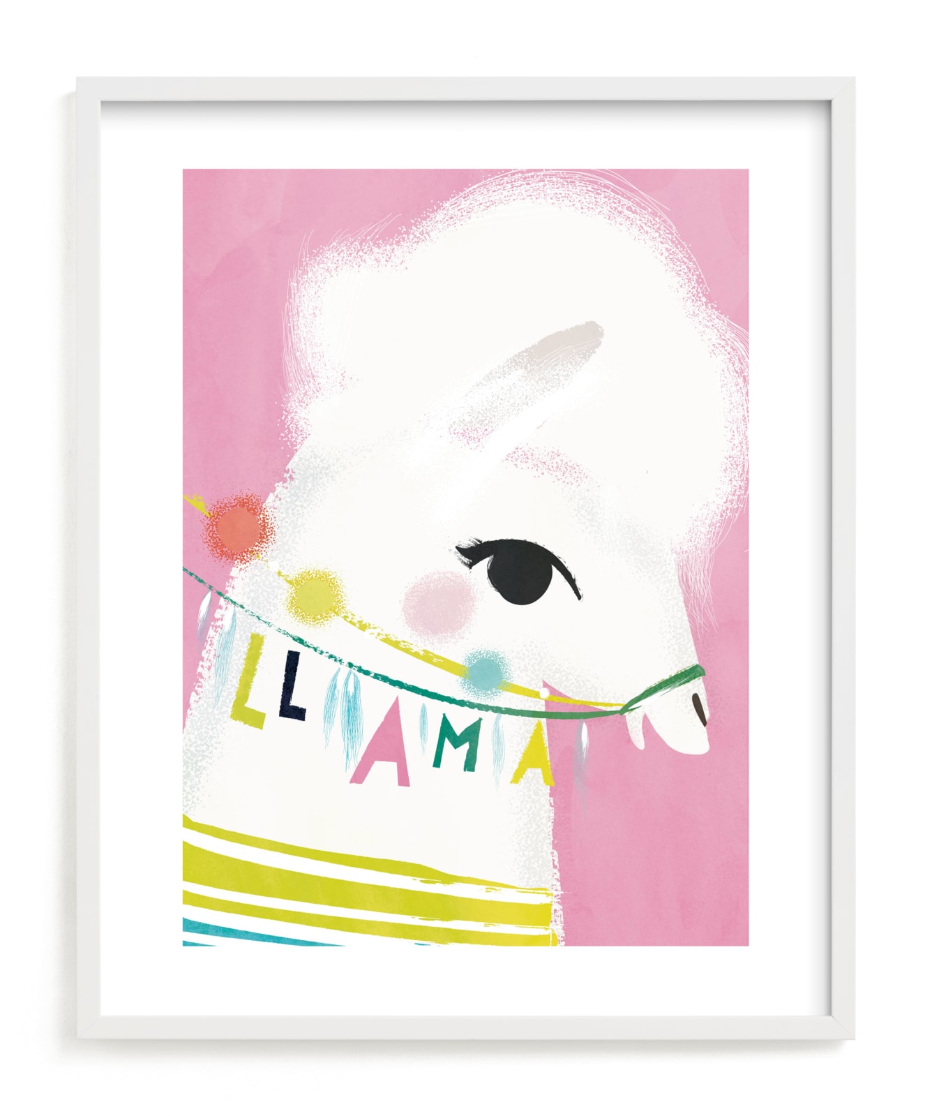 "Llama Chic" - Art Print by Lori Wemple in beautiful frame options and a variety of sizes.