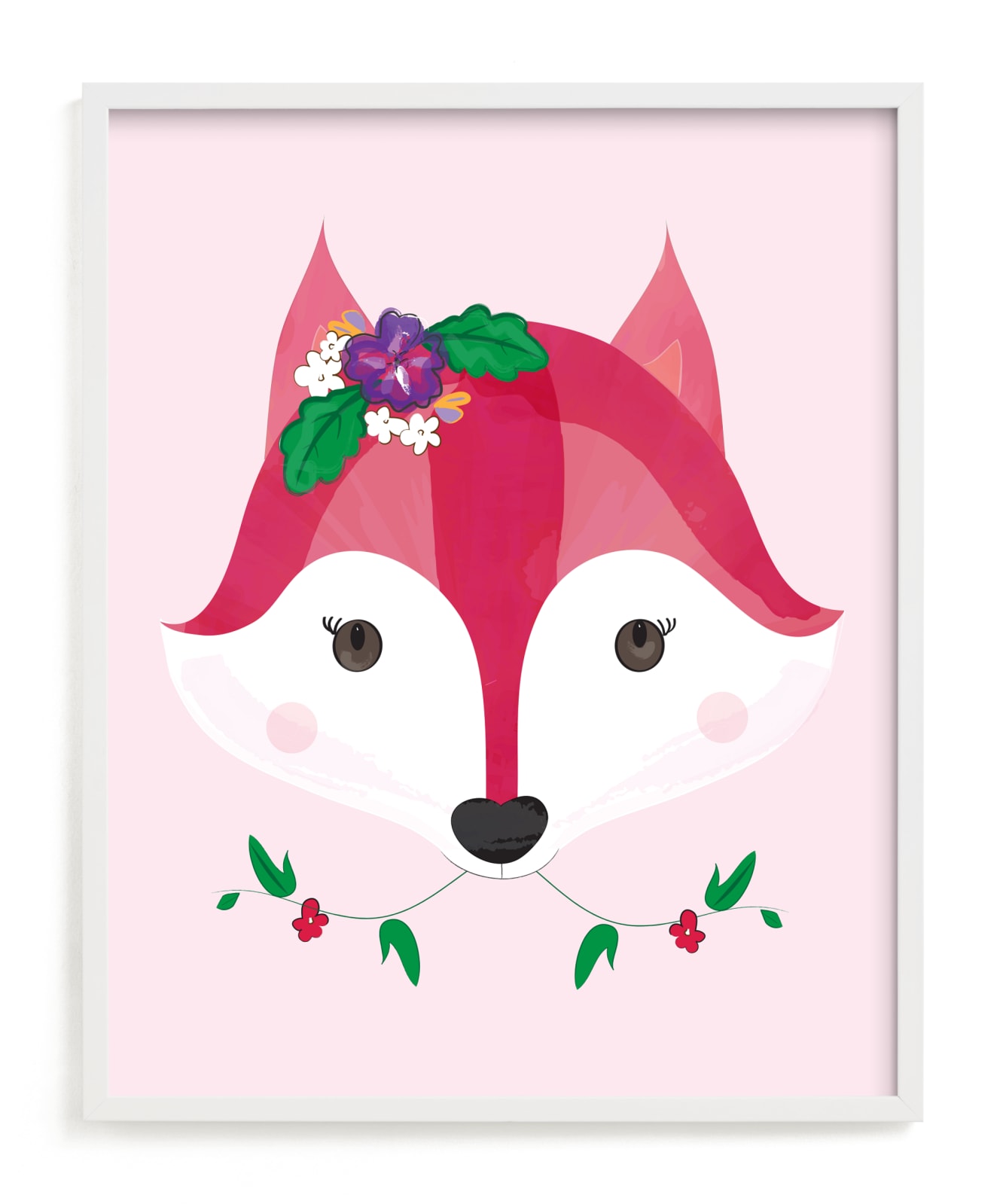 "Flower Fox Art" - Art Print by Rebecca Marchese in beautiful frame options and a variety of sizes.