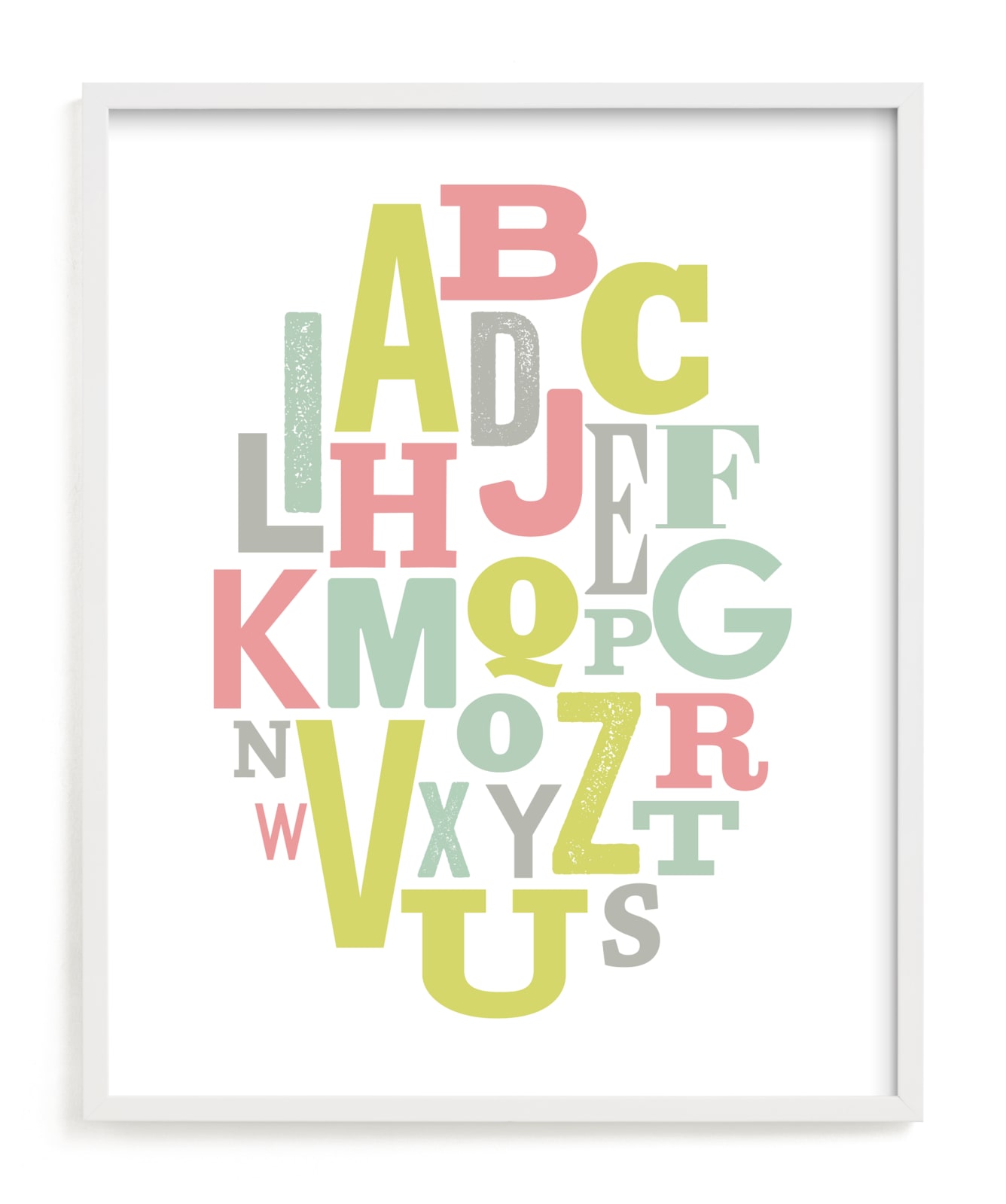 "Oval Alphabet" - Art Print in Rose by Leah Bisch - Framed