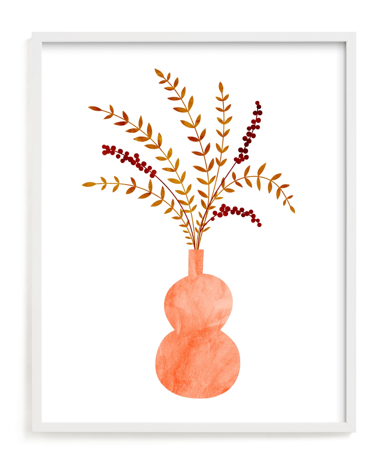 "Sprigs and Berries in a Vase" by Field and Sky in beautiful frame options and a variety of sizes.