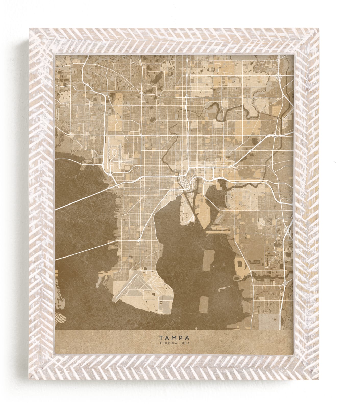 "Tampa, FL, vintage-looking city map" by Rosana Laiz Blursbyai in beautiful frame options and a variety of sizes.