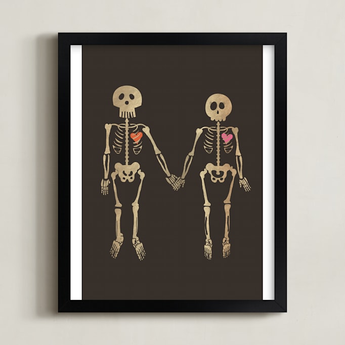 "Until Death Skeletons" - Art Print in Charcoal by Katie Zimpel - Framed