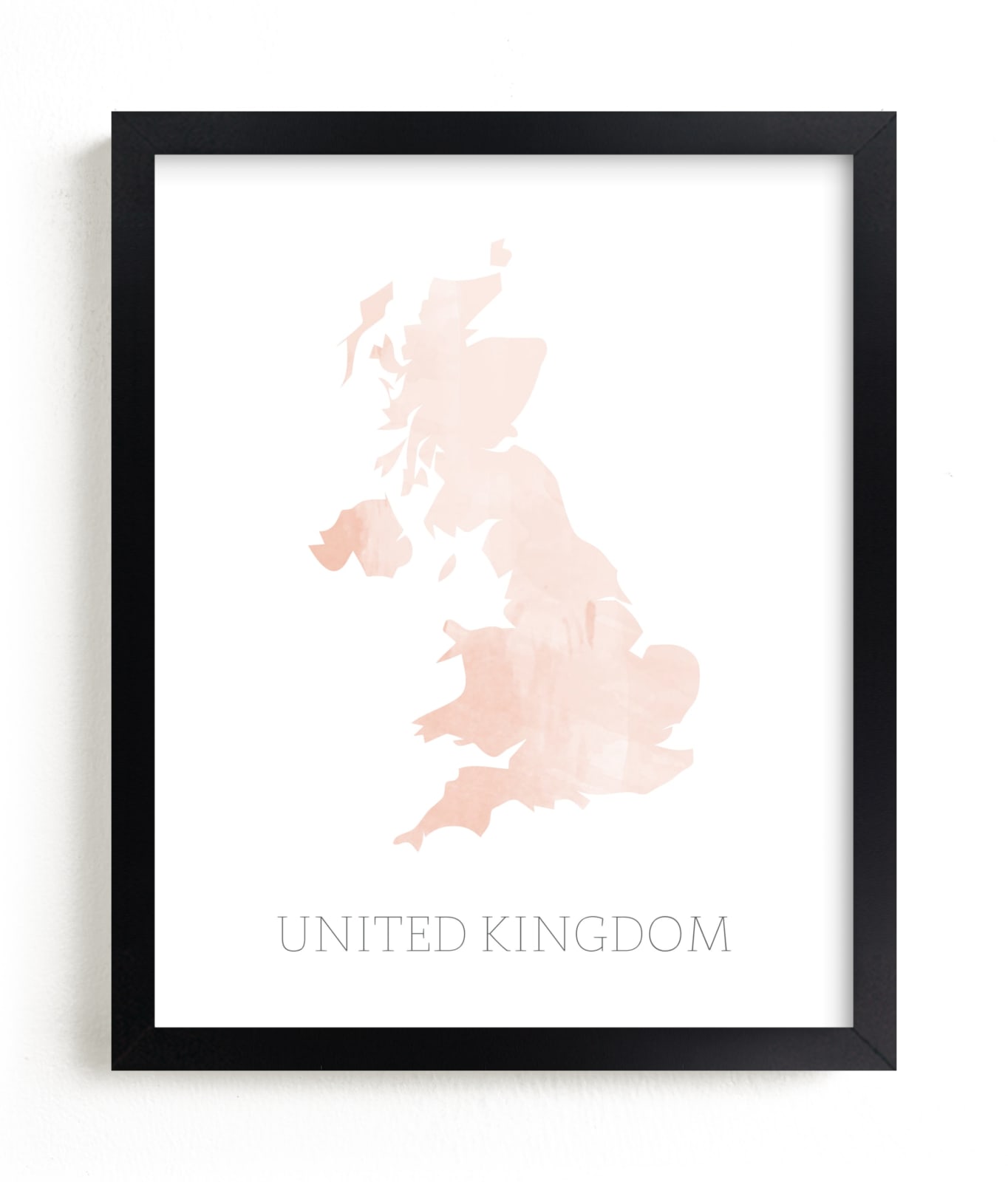 "Pink Watercolour Britain Map" - Art Print by Katrina Lindhorst in beautiful frame options and a variety of sizes.