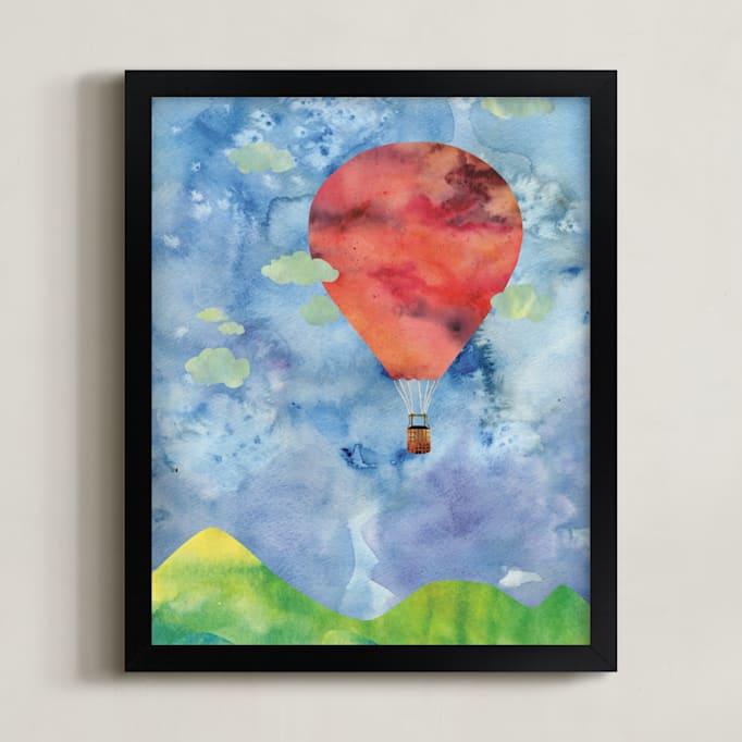 "Sunset Balloon" - Art Print in Sunset by Kanika Mathur - Framed