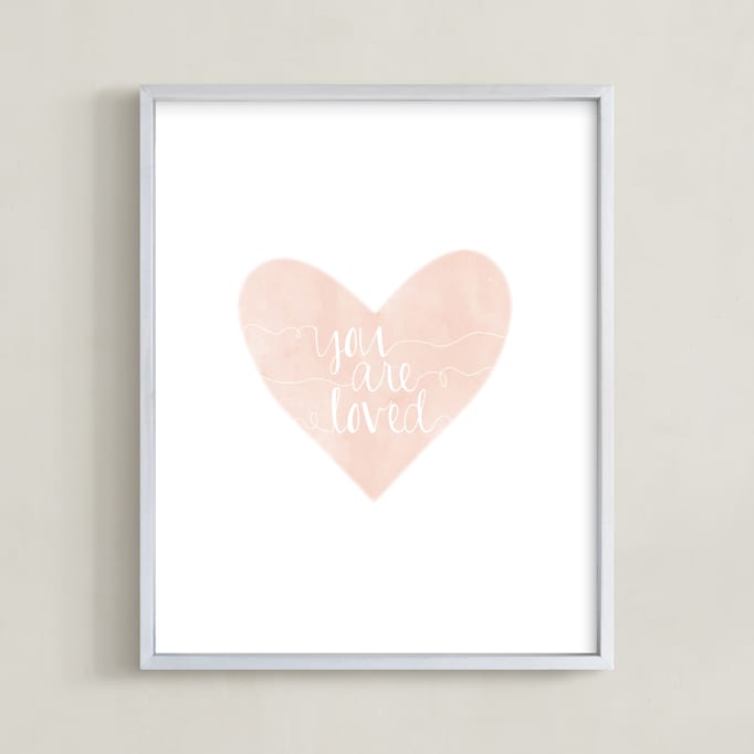 "So Loved" - Art Print in Peach by Kayley Miller - Framed