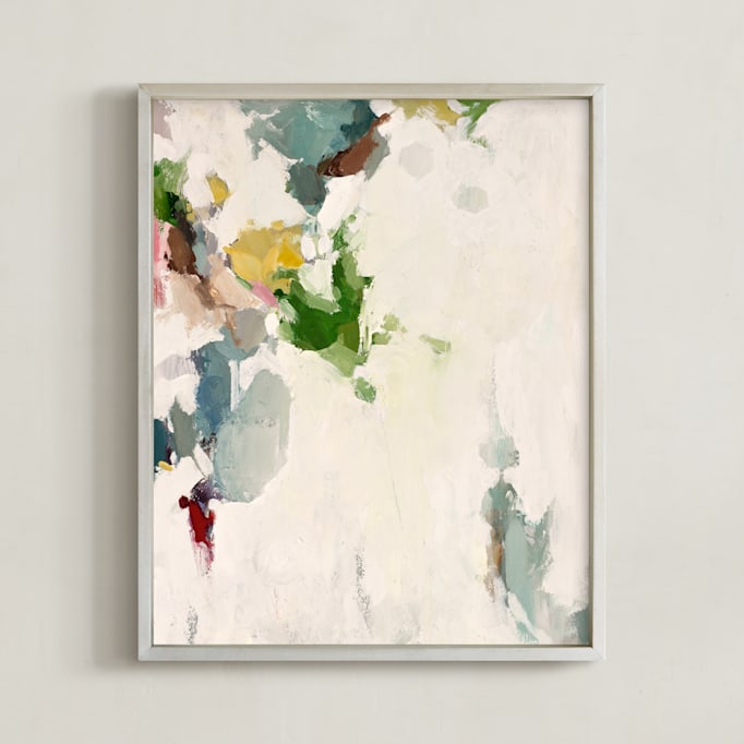 "Flower Market I" - Art Print in Leaf Green by Wendy Keller - Framed