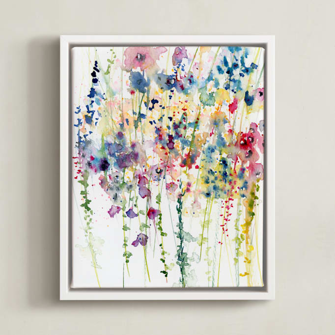 "Wildflowers" - Art Print in rose by Lindsay Megahed - Framed Canvas