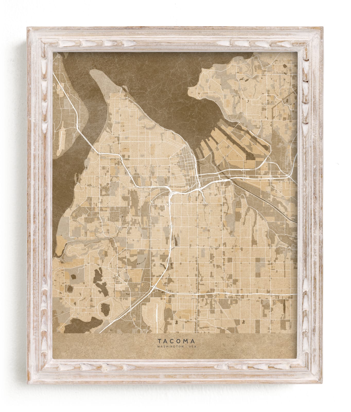 "Tacoma, WA, vintage-looking city map" by Rosana Laiz Blursbyai in beautiful frame options and a variety of sizes.