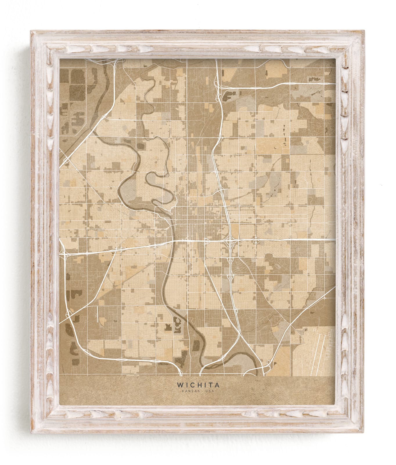 "Wichita, KA, vintage-looking city map" by Rosana Laiz Blursbyai in beautiful frame options and a variety of sizes.