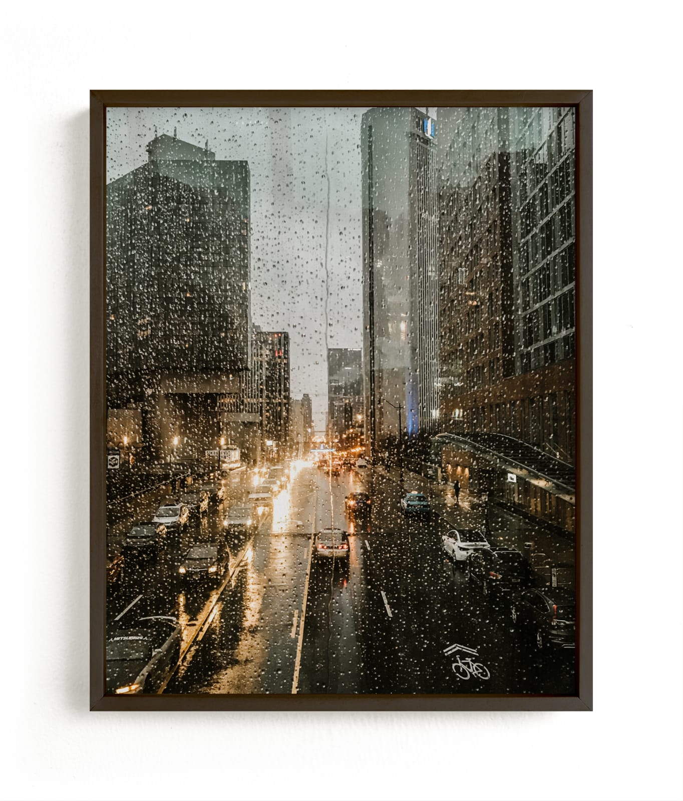 "Rainy Columbus" - Art Print in Rainy Taupe by Rosie Elena Thompson - Framed