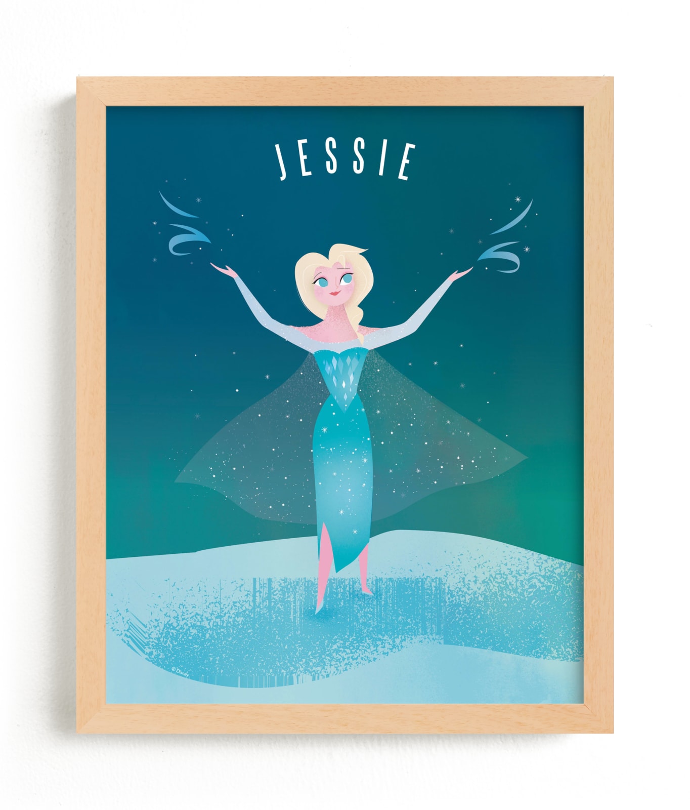 "Disney Elsa's Magic" - Personalized Art Print in Frost by Lori Wemple - Framed
