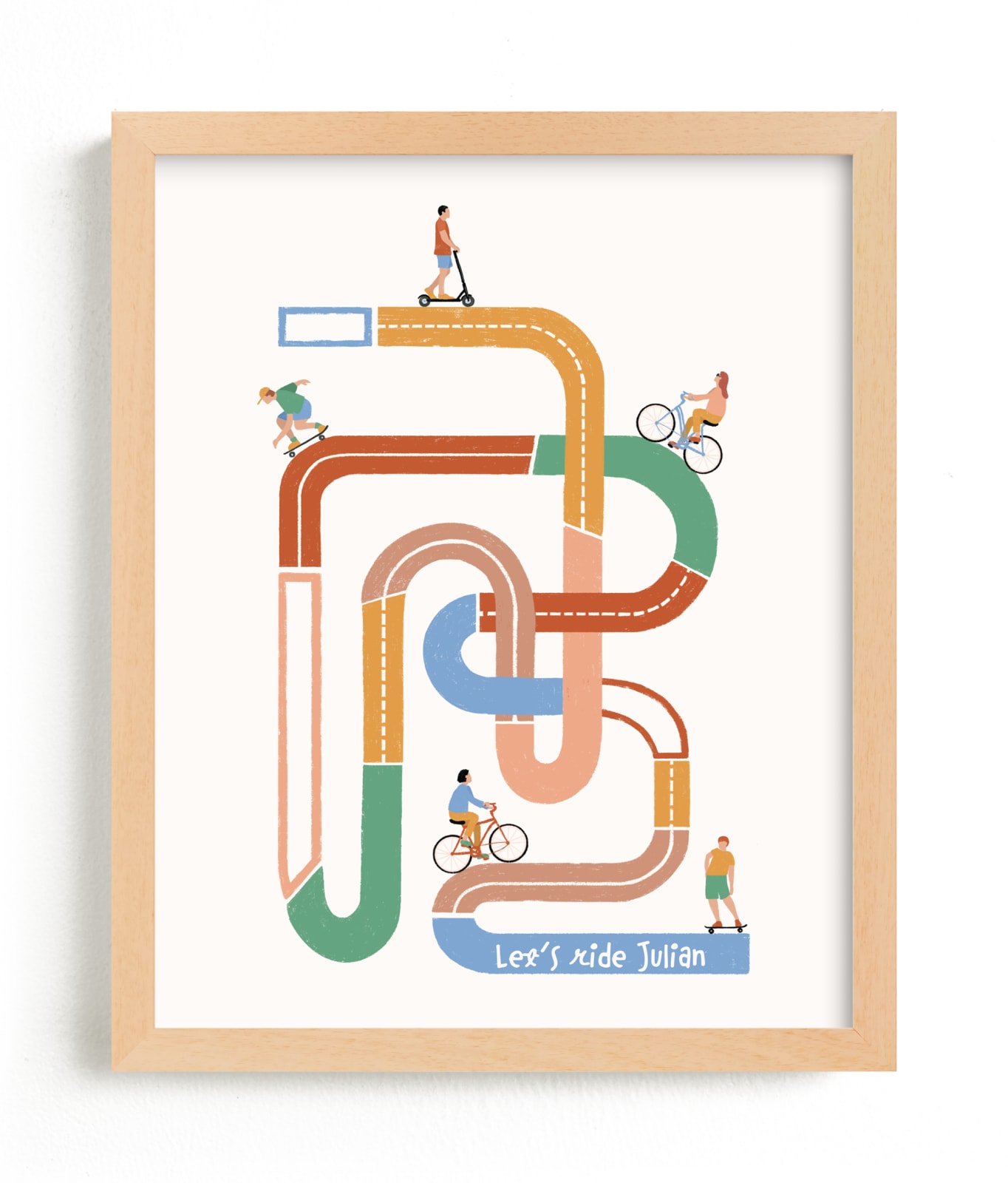 "So many roads to ride" - Custom Open Edition Children's Art Print by Pati Cascino in beautiful frame options and a variety of sizes.