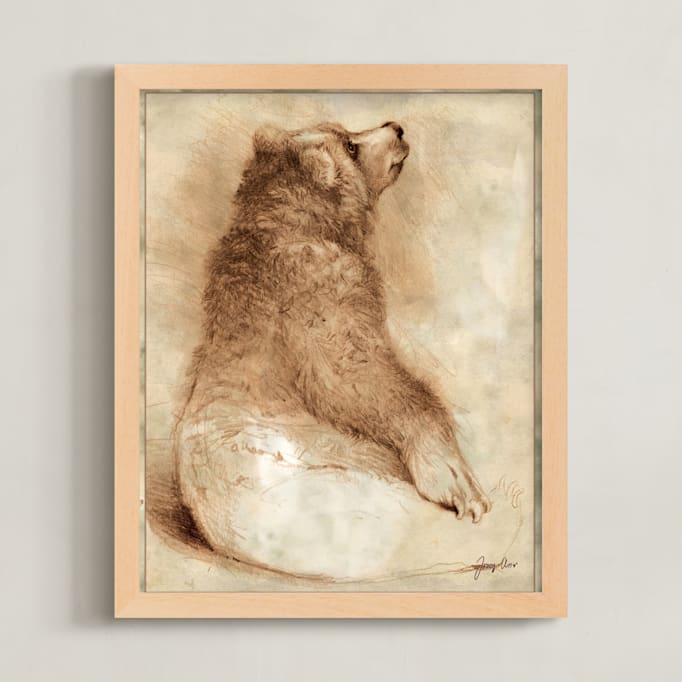 "Big Brown Bear two" - Art Print in mahogany by Tracy Ann - Framed