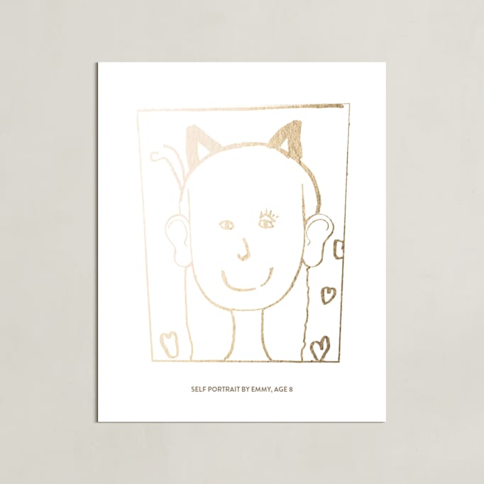 "Your Drawing As Foil Art Print" - Custom Foil Print in Gold by Minted - Unframed