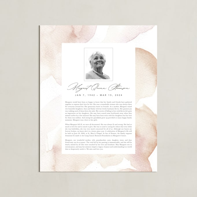 "Flow Obituary Print" - Custom Print in Blush by Creo Study - Unframed