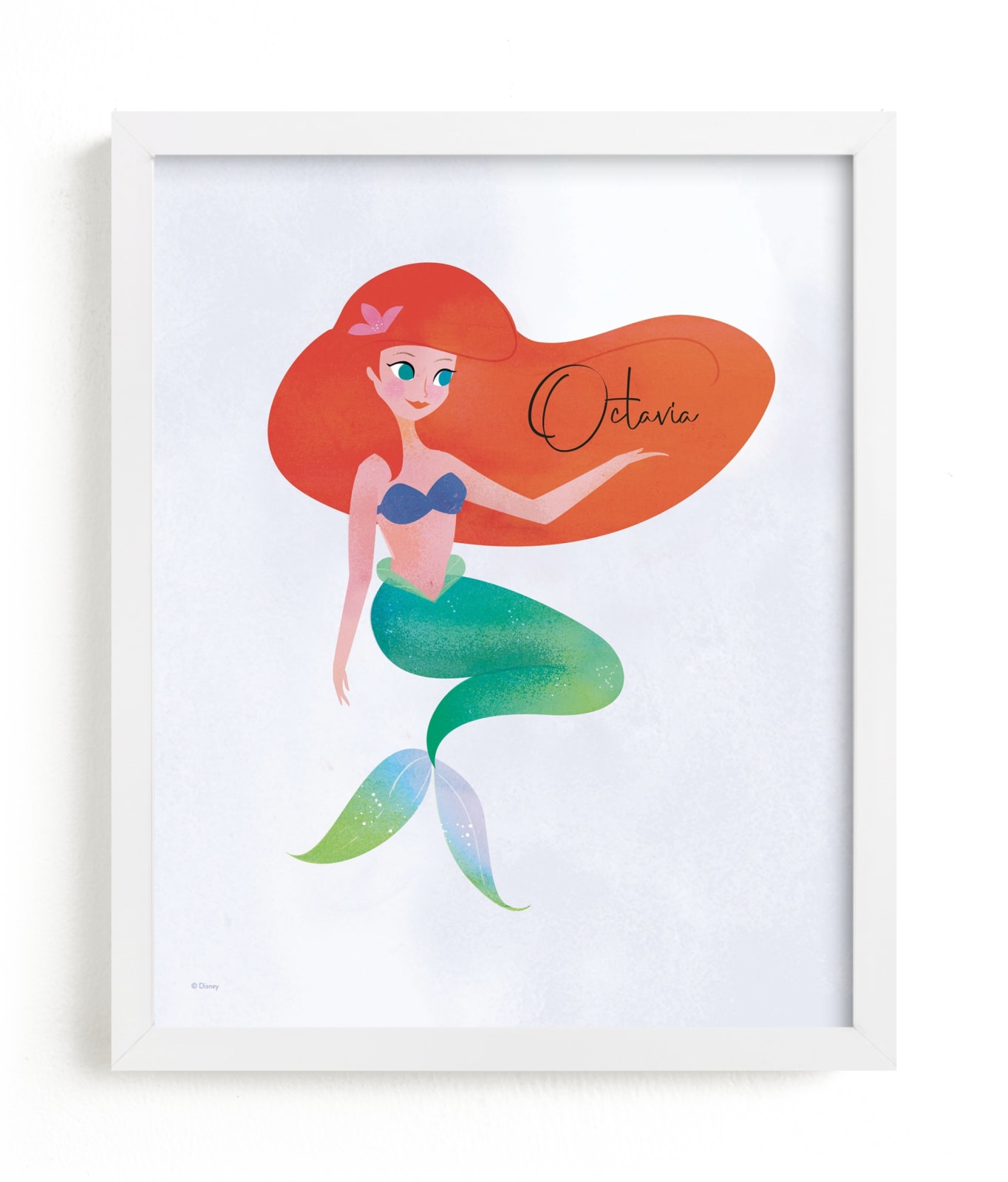 "Under The Sea With Ariel from Disney's The Little Mermaid" - Personalized Art Print in Starfish by Lori Wemple - Framed
