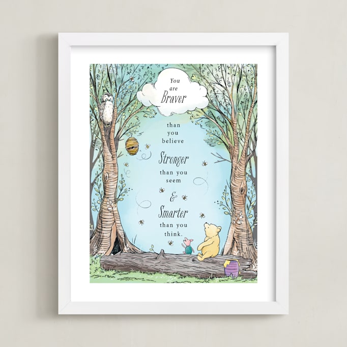 "Disney's Winnie the Pooh in the Wood" - Art Print in Honey by Becky Nimoy - Framed
