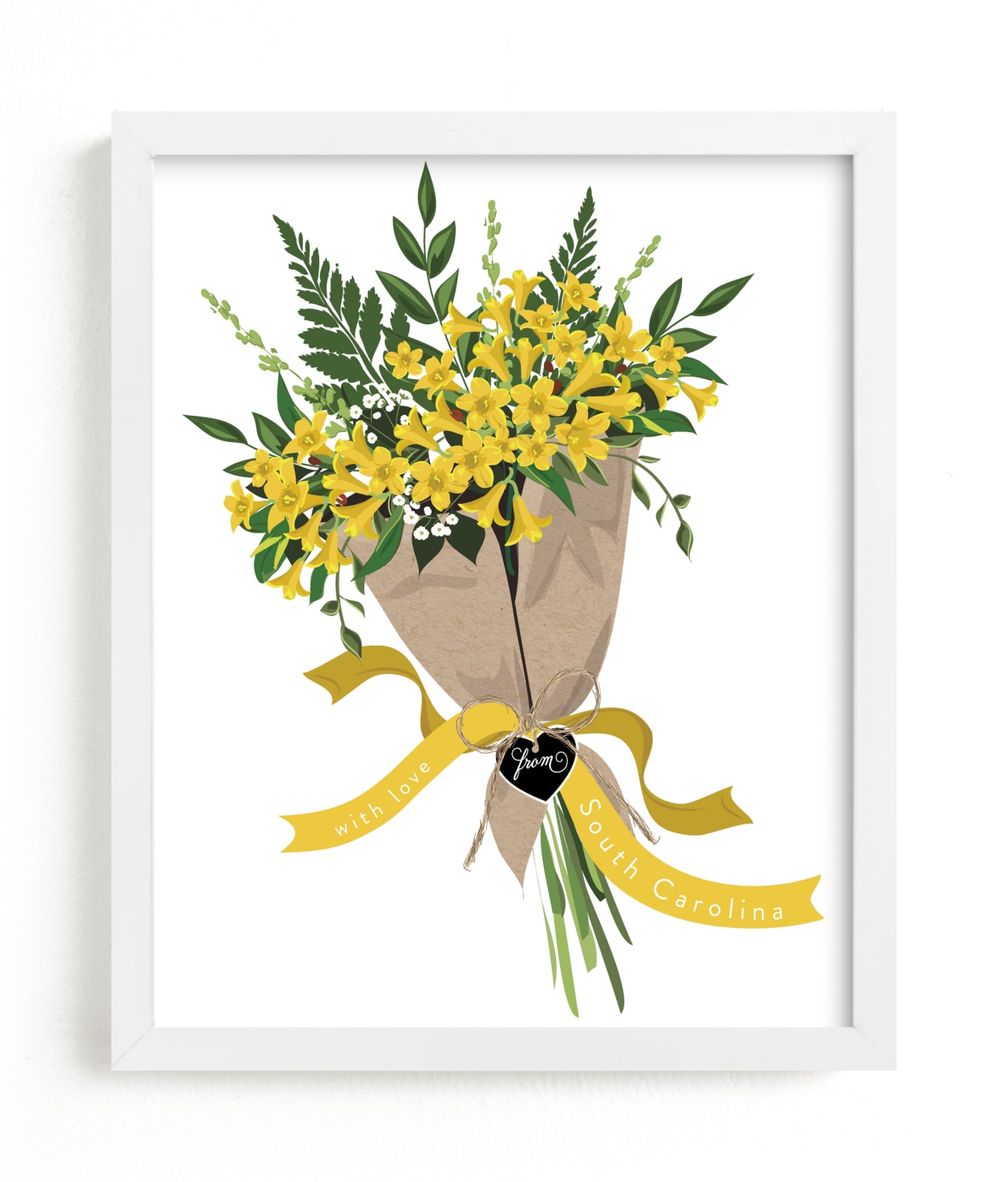 "South Carolina Jessamine Bouquet" - Limited Edition Art Print by Susan Moyal in beautiful frame options and a variety of sizes.