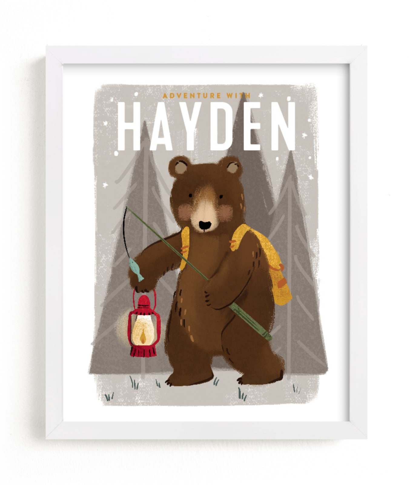 "Adventure bear" - Children's Custom Art Print by Rebecca Durflinger in beautiful frame options and a variety of sizes.