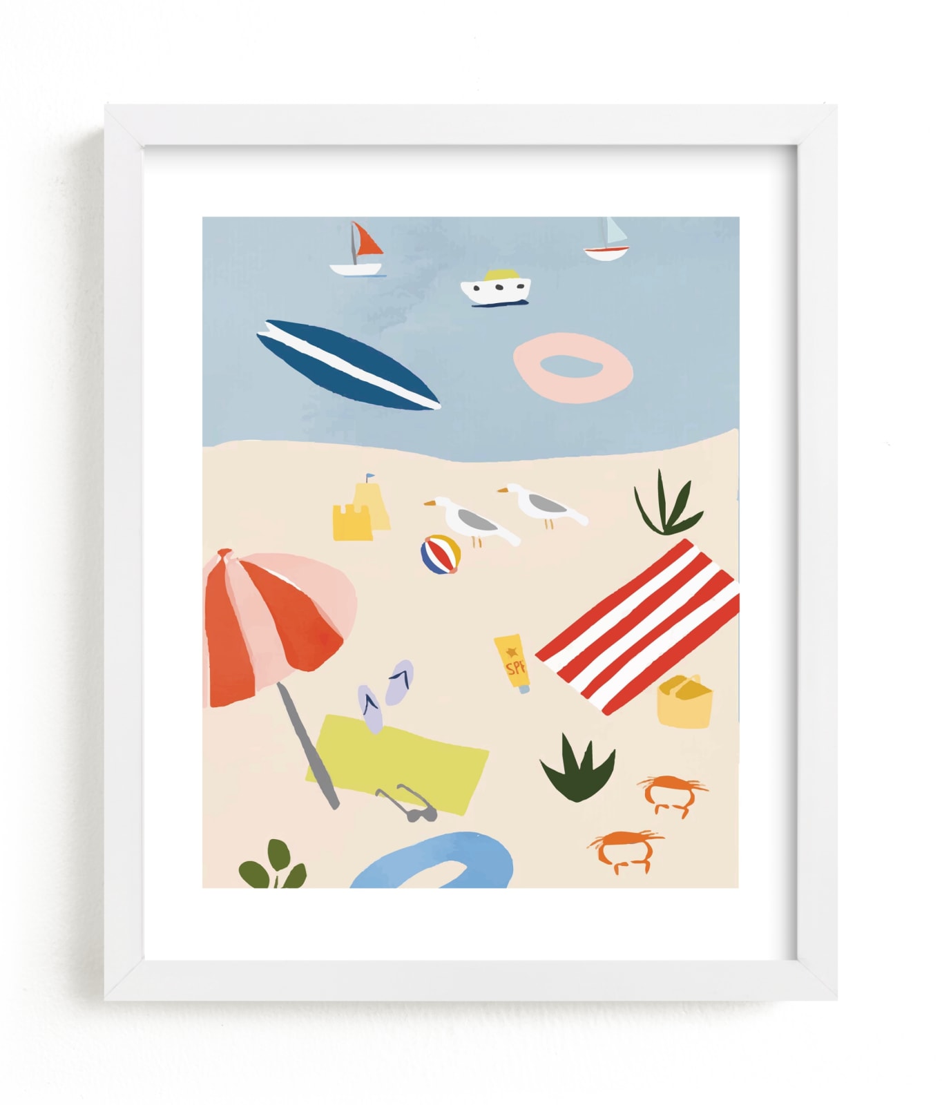 "Beach Day Scene" - Limited Edition Art Print by Molly Mortensen in beautiful frame options and a variety of sizes.