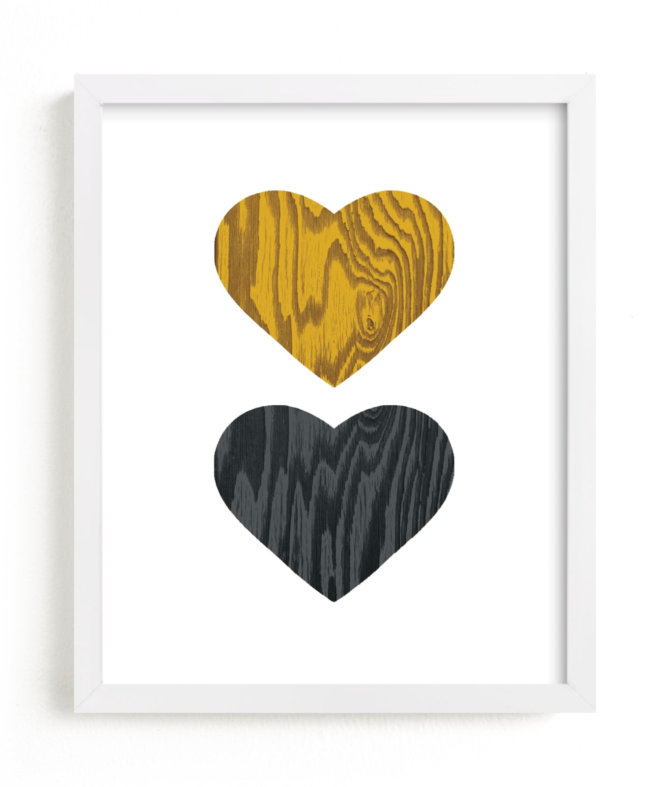 "Wood Grain Hearts" - Art Print in Amber by Max and Bunny - Framed