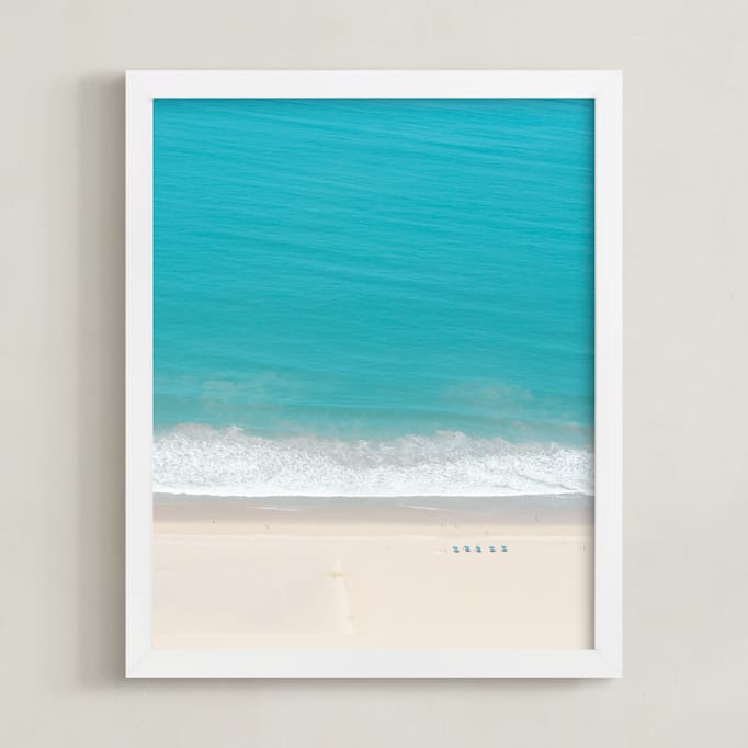"Water and Land I" - Art Print in Blue turquoise by Caroline Mint - Framed