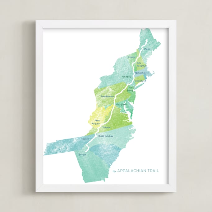 "The Appalachian Trail" - Art Print in Blue Grass by Debb W - Framed