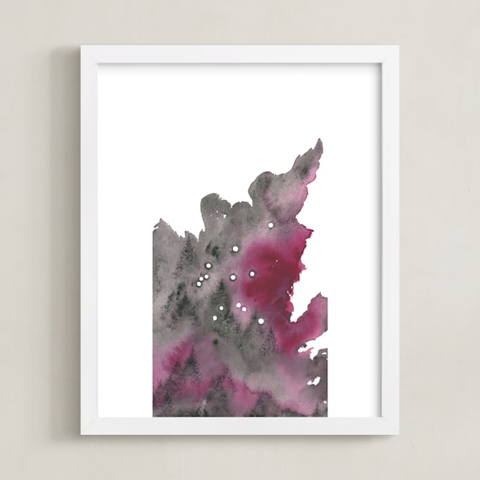 "Aquarius Constellation" - Art Print in Garnet by Emily Magone - Framed