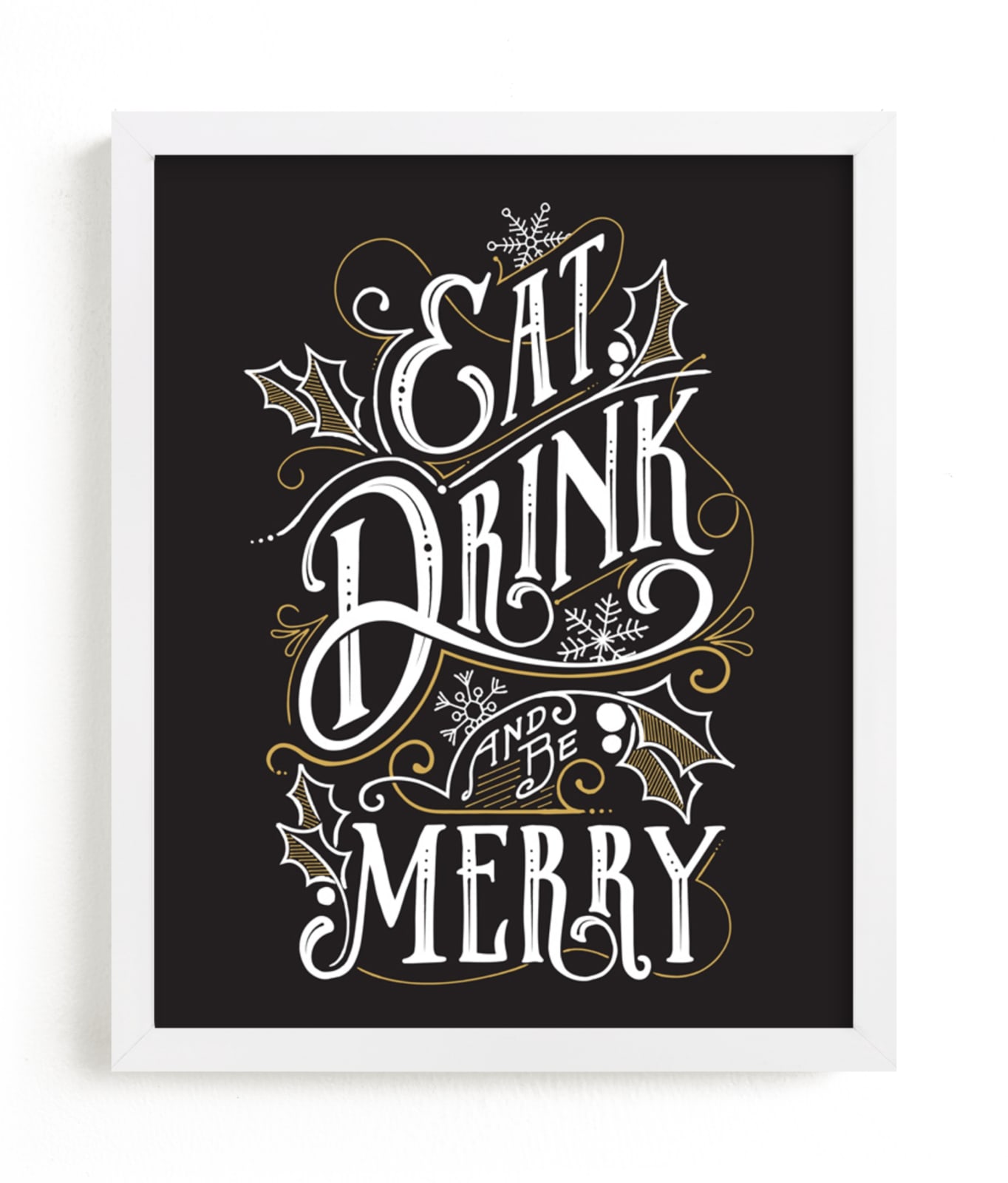 "Eat, Drink and be Merry Holiday" - Art Print by GeekInk Design in beautiful frame options and a variety of sizes.