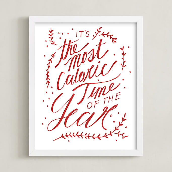 "Holiday Humor" - Art Print in Festive Red by Katie Craig - Framed
