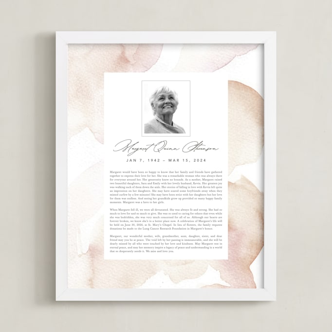 "Flow Obituary Print" - Memorial Obituary Prints by Creo Study in beautiful frame options and a variety of sizes.