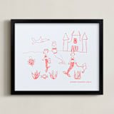 "Your Drawing as Letterpress Art Print" - Custom Letterpress Print in Neon Coral by Minted - Framed