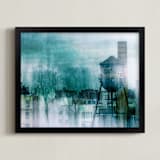 "Merging" - Art Print in Emerald Green by Debra Pruskowski - Framed