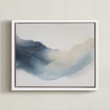 "Reflection in the River" - Art Print in Indigo Blue by Rebecca King - Framed Canvas