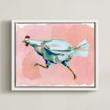 "Chicken Run" - Art Print in blossom by Betty Hatchett - Framed Canvas