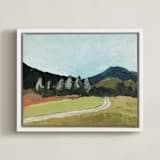 "Blue Hills" - Art Print in Blue with Varied Greens by Owen Design Studio - Framed Canvas