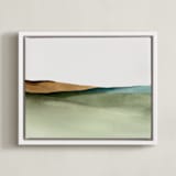 "Rolling Fields" - Art Print in green by Little Valley Studio - Framed Canvas