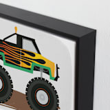 "Flaming Monster Truck" - Art Print in Lit Flame by Rebecca Marchese - Frame Close-up