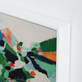 "Colorful Abstract Landscape" - Art Print in bright emerald green by Caryn Owen - Frame Close-up