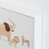 "Wooden Safari Animals" - Art Print in Moon by Dani Lugato - Frame Close-up