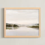 "Misty lake" - Art Print in autumn green by Kamala Nahas - Framed