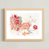 "Playful Poppy " - Art Print in Pink by Lissabeth Anglin - Framed