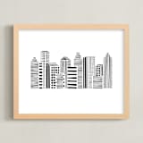 "Linear Cityscape" - Art Print in Black by Daniela - Framed