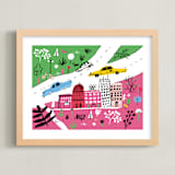 "City State of Mind" - Art Print in Flamingo Pink by Jordan Sondler - Framed