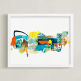 "The Lake and the Trees" - Art Print in Juicy Orange by Erin McCluskey Wheeler - Framed