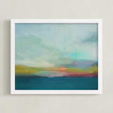 "Morning Walk II" - Art Print in Teal by AlisonJerry - Framed