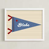 "Little Slugger Series 2" - Personalized Art Print in Denim by Pinky Diamond Studio - Framed